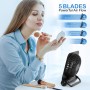 EasyAcc Ventilador de Mesa Pequeño, Mini Ventilador Silencioso USB Recargable 2000mAh con 4 Velocidades, 225° Plegable Portátil