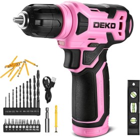 DEKOPRO Taladro Atornillador Inalámbrico 8V, con 10MM Portabrocas, LED Luz, Cable de Carga Tipo C, Accesorios 42 Piezas, Taladro
