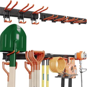 BONTEC Estantería Multifunción Móvil, Coating Duradero, Carga Máx. 215kg con Botón, Ideal para Herramientas de Jardín y Garaje,