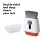 OXO Good Grips Cepillo Sweep & Swipe para limpiar el teclado del ordenador, color blanco
