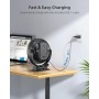 Koonie Ventilador de clip de 10000 mAh, ventilador de escritorio portátil USB de 4 velocidades, flujo de aire fuerte,