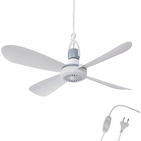 Ventilador de techo portátil, 220 V - 240 V / 5 W, 42 cm de diámetro, con gancho e interruptor, bajo consumo