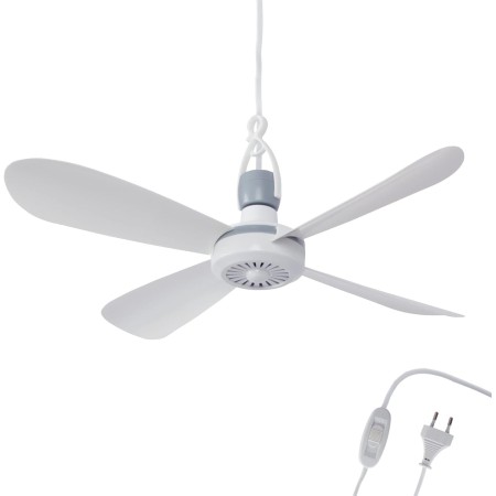 Ventilador de techo portátil, 220 V - 240 V / 5 W, 42 cm de diámetro, con gancho e interruptor, bajo consumo