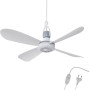 Ventilador de techo portátil, 220 V - 240 V / 5 W, 42 cm de diámetro, con gancho e interruptor, bajo consumo