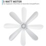 Ventilador de techo portátil, 220 V - 240 V / 5 W, 42 cm de diámetro, con gancho e interruptor, bajo consumo