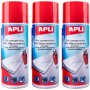 APLI 19657- Pack de 3 Aires comprimidos de limpieza en seco 3 sprays de 400 ml. Aerosol apto para teclados, ordenadores y