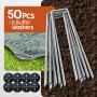 PORTENTUM Grapas Césped Artificial 100 Uds + 16 Arandelas – Piquetas Camping Suelo Duro, Estacas para Tomateras, Piquetas