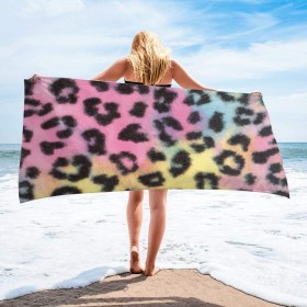 Surwin Toalla de Playa Grande, Microfibra Leopardo Impresión Secado Rápido Toalla de Piscina Toalla de Arena Antiadherente para