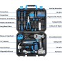 DEKO Caja Herramientas Completa con Destornillador Electrico/Taladro con bateria de 8V, Maletin de 126 Piezas, Caja profesional