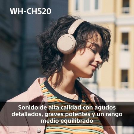 SONY Auriculares de Diadema inalámbricos Bluetooth WH-CH520, Sonido, diseño Ligero, 50 h de batería, Carga rápida, Ecualizador,
