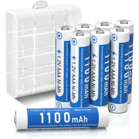 1100mAh AAA Ni-MH Pilas Recargables de 1,2V para los Equipos Domésticos con Estuches de Almacenamiento (8 Piezas)