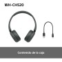 SONY Auriculares de Diadema inalámbricos Bluetooth WH-CH520, Sonido, diseño Ligero, 50 h de batería, Carga rápida, Ecualizador,