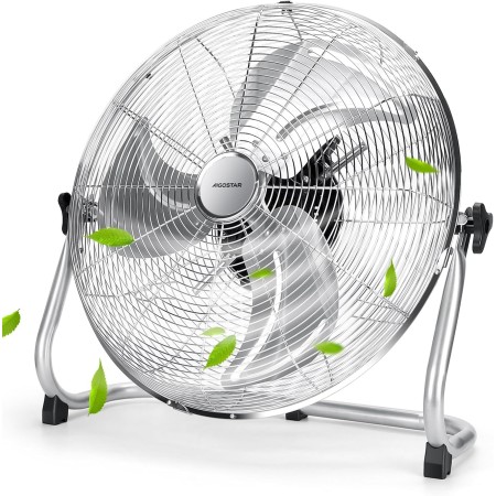 Aigostar Ventilador Industrial, 3 Aspas Metálicas de 18", Ventilador suelo, 3 Velocidades, Ajustable 135º, Potente 100 W, Diseño