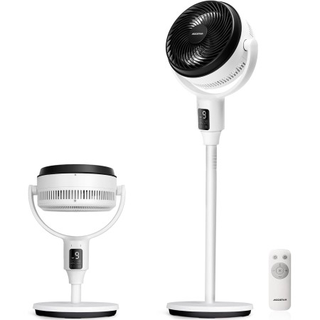 Aigostar Ventilador de Pie Silencioso 23dB con Mando, Motor DC, 24W Circulador Ventiladores Bajo Consumo, Oscilación 135°+85°, 9