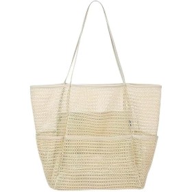 Paquete de playa femenino, bolso interior grande de la red de viaje de verano, bolso de hombro único tejido a prueba de arena