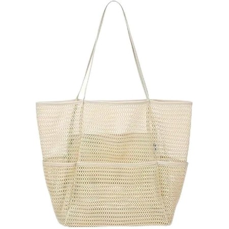 Paquete de playa femenino, bolso interior grande de la red de viaje de verano, bolso de hombro único tejido a prueba de arena