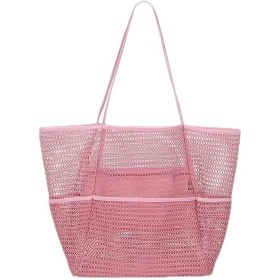 Paquete de playa femenino, bolso interior grande de la red de viaje de verano, bolso de hombro único tejido a prueba de arena