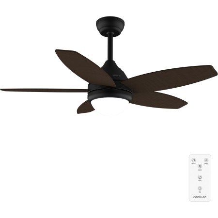 Cecotec Ventilador de Techo con Luz EnergySilence Aero 4200 Black&DarkWood. 53W, Diámetro 42”, Luz LED de 15W en 3 Tonos, Mando