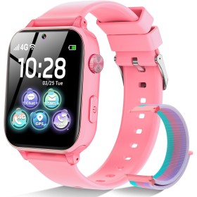 4G GPS Reloj Inteligente Niños, Smartwatch para Niños Niñas con Llamadas, SOS, Modo Clase, WIFI, Videollamada, Chat, Juegos,