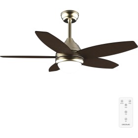 Cecotec Ventilador de Techo con Luz EnergySilence Aero 4200 GoldDarkWood. 53W, Diámetro 42”, Luz LED de 15W en 3 Tonos, Mando a