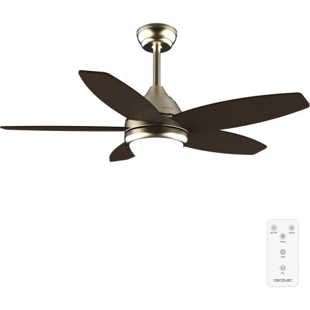 Cecotec Ventilador de Techo con Luz EnergySilence Aero 4200 GoldDarkWood. 53W, Diámetro 42”, Luz LED de 15W en 3 Tonos, Mando a