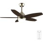 Cecotec Ventilador de Techo con Luz EnergySilence Aero 4200 GoldDarkWood. 53W, Diámetro 42”, Luz LED de 15W en 3 Tonos, Mando a