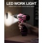 Taladro Atornillador 12V, Rosado Destornillador Electrico Batería, Baterías Litio 2.0Ah, 2 Velocidades, 18+1 Ajuste de Par, LED