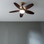 Cecotec Ventilador de Techo con Luz EnergySilence Aero 4200 GoldDarkWood. 53W, Diámetro 42”, Luz LED de 15W en 3 Tonos, Mando a