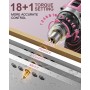 Taladro Atornillador 12V, Rosado Destornillador Electrico Batería, Baterías Litio 2.0Ah, 2 Velocidades, 18+1 Ajuste de Par, LED