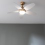 Cecotec Ventilador de Techo con Luz EnergySilence Aero 4200 GoldDarkWood. 53W, Diámetro 42”, Luz LED de 15W en 3 Tonos, Mando a