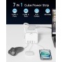 Regleta de enchufes múltiple de 3 Compartimentos con 1 USB-C y 3 USB-A, Enchufe múltiple con Interruptor de Ahorro de energía,