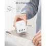 Regleta de enchufes múltiple de 3 Compartimentos con 1 USB-C y 3 USB-A, Enchufe múltiple con Interruptor de Ahorro de energía,