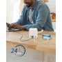 Regleta de enchufes múltiple de 3 Compartimentos con 1 USB-C y 3 USB-A, Enchufe múltiple con Interruptor de Ahorro de energía,