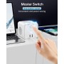 Regleta de enchufes múltiple de 3 Compartimentos con 1 USB-C y 3 USB-A, Enchufe múltiple con Interruptor de Ahorro de energía,