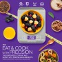 PORTENTUM - Peso de Cocina con Pantalla LCD, Acero Inoxidable, Balanza cocina precisa de 1 gramo a 5 kg/11 lbs