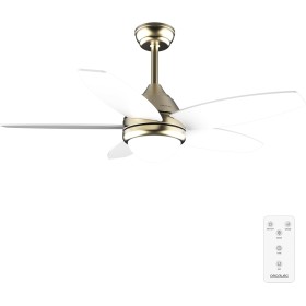Cecotec Ventilador de Techo con Luz EnergySilence Aero 4200 GoldLightWood. 53W, Diámetro 42”, Luz LED de 15W en 3 Tonos, Mando a