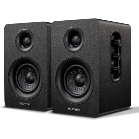 Sanyun SW208 Altavoces de estantería activos Bluetooth 5.0 de 3 "- Unidad de altavoz de fibra de carbono de 60W - DAC integrado