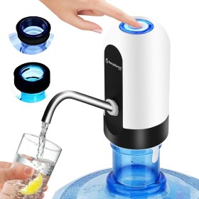 EASYSPEED Dispensador de Agua, USB-C Bateria 1200 mAh, Bomba Grifo de Agua, Eléctrica Portátil con 2 adaptadores para Botellas y