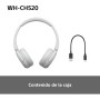 Auriculares de diadema inalámbricos Bluetooth Sony WH-CH520, sonido de , diseño ligero, 50 h de batería, carga rápida,