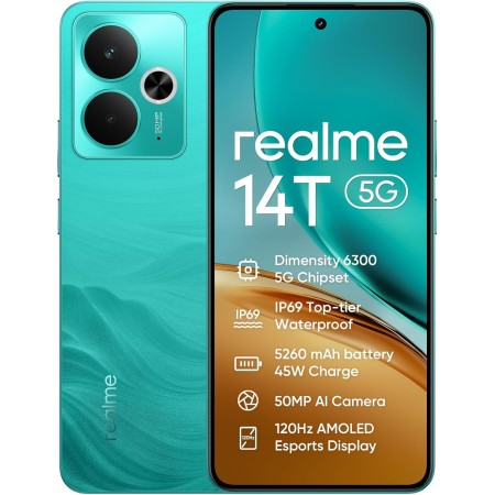 realme 14T 5G Smartphone 8+256GB, Morado Relámpago, Pantalla de 6.67 Pulgadas, Refresco de 120Hz, Batería de 5260mAh, Cámara de