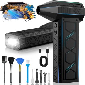 Soplador de Polvo Eléctrico,Potente 4 Velocidades 180000 RPM,2025 Aire Comprimido Limpieza PC con Luz Auxiliar LED