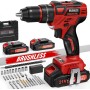 Taladro Percutor a Bateria, 21V Sin Escobillas Taladro Atornillador Batería con 2 Baterías, 60Nm Brushless Drill, 25+3 Ajuste de