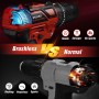 Taladro Percutor a Bateria, 21V Sin Escobillas Taladro Atornillador Batería con 2 Baterías, 60Nm Brushless Drill, 25+3 Ajuste de