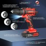 Taladro Atornillador Batería 21V, Atornillador Bateria 40 NM, con Destornillador Eléctrico de dos Secciones 2.0 AH, par 25 + 1,
