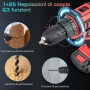 Taladro Atornillador Batería 21V, Atornillador Bateria 40 NM, con Destornillador Eléctrico de dos Secciones 2.0 AH, par 25 + 1,