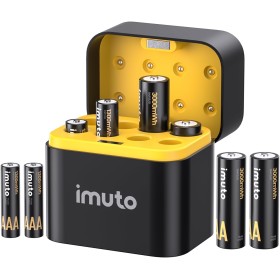 imuto 8 Piezas Pilas Recargables AA/AAA,Batería AA AAA 3000/1300 mWh 1.5V Litio Alta Capacidad más de 1600 ciclos con Carga