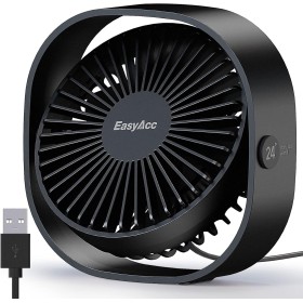 EasyAcc Ventilador Portátil USB Silencioso, Mini Ventiladores de Mesa con 3 Velocidades, 360 ° Rotación Vertical, Pequeño