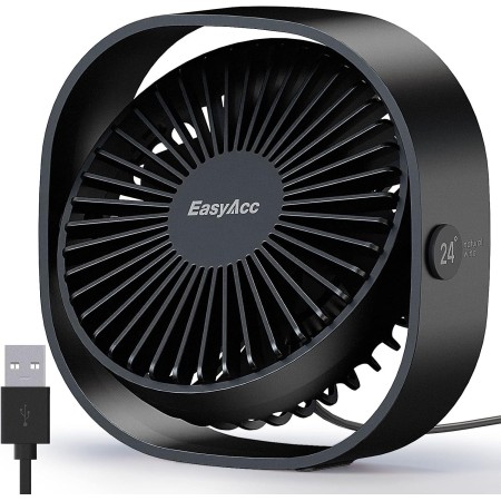 EasyAcc Ventilador Portátil USB Silencioso, Mini Ventiladores de Mesa con 3 Velocidades, 360 ° Rotación Vertical, Pequeño