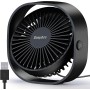 EasyAcc Ventilador Portátil USB Silencioso, Mini Ventiladores de Mesa con 3 Velocidades, 360 ° Rotación Vertical, Pequeño