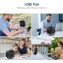 EasyAcc Ventilador Portátil USB Silencioso, Mini Ventiladores de Mesa con 3 Velocidades, 360 ° Rotación Vertical, Pequeño